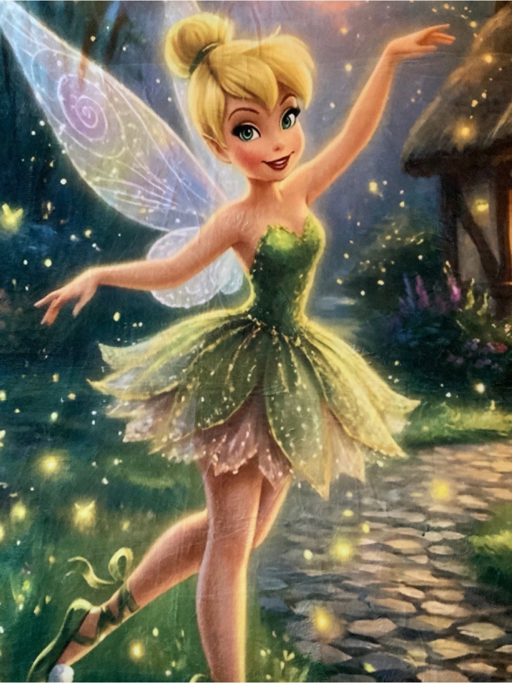 Disney Tinker Bell Green and Gold Fairy Throw